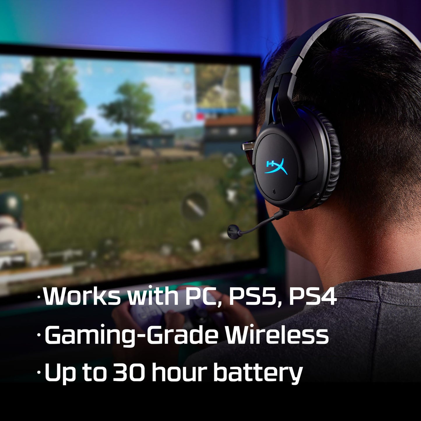 HyperX Cloud Flight – Wireless Gaming Headset for PS5 and PS4, Up to 30-hour battery, Memory foam ear cushions and premium leatherette, Noise-Cancelling Microphone with LED Mic Mute