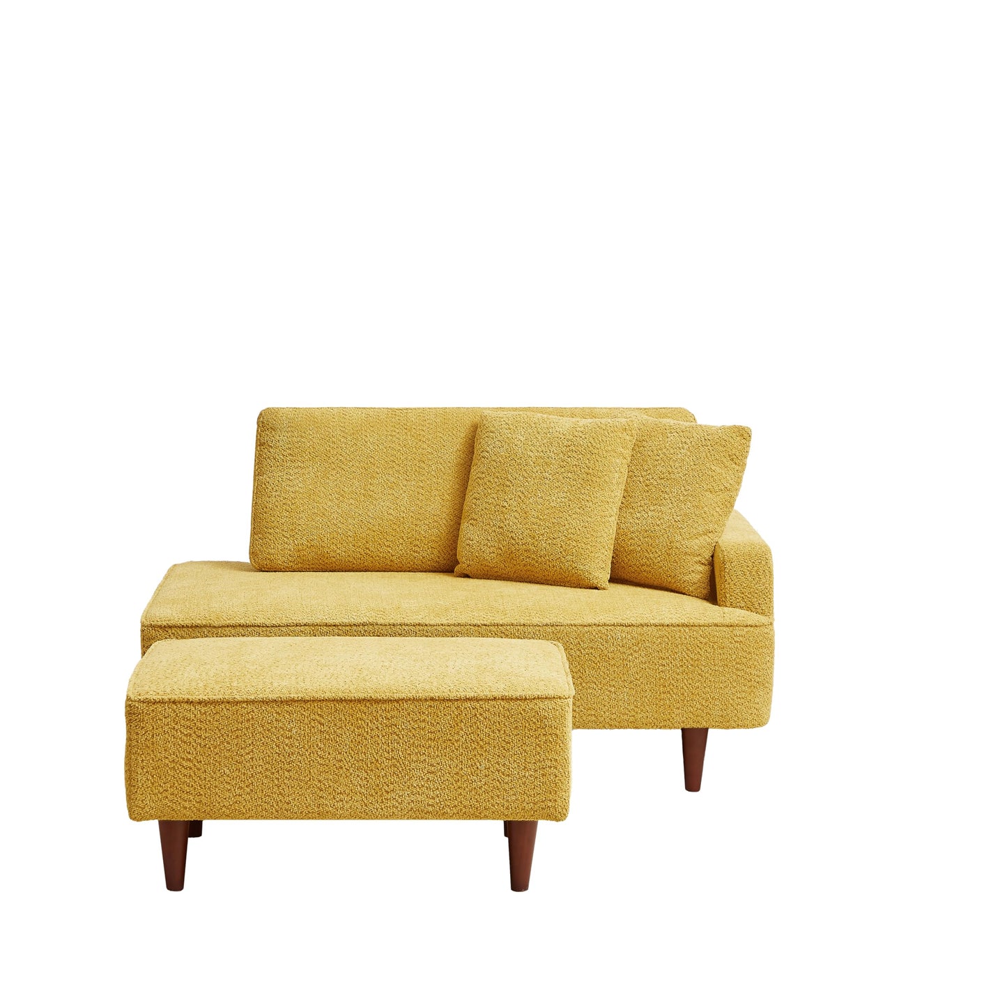 KEIKI 72" Upholstered Chaise Lounge Chair Indoor, Right-Hand Facing Long Chaise with Ottoman, Reading Lounge Chair for Small Space Bedroom or Living Room, Yellow