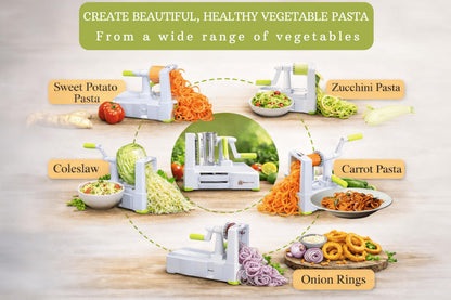 Brieftons 5-Blade Vegetable Spiralizer: Best Zucchini Spiral Slicer & Veggie Noodle Maker, Japanese Steel Blades, Strong Suction Cup, Blade Caddy, 4 Recipe eBooks | Low Carb, Vegan, Paleo, Gluten-Free