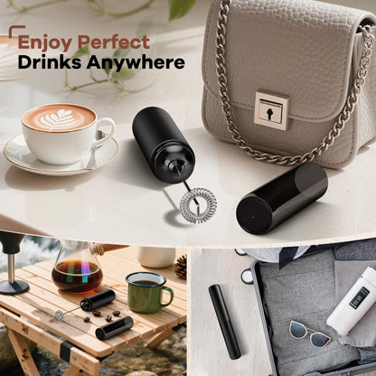 Rechargeable Milk Frother, Handheld Coffee Frother Wand Drink Mixer with Cover, Electric Whisk Coffee Mixer for Matcha Lattes Cappuccino Hot Chocolate