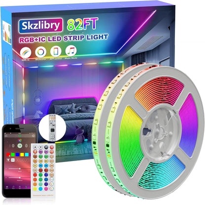 82FT RGB+IC LED Strip Lights, Continuous Connection Smart LED Lights for Bedroom, Bluetooth LED Lights APP Control