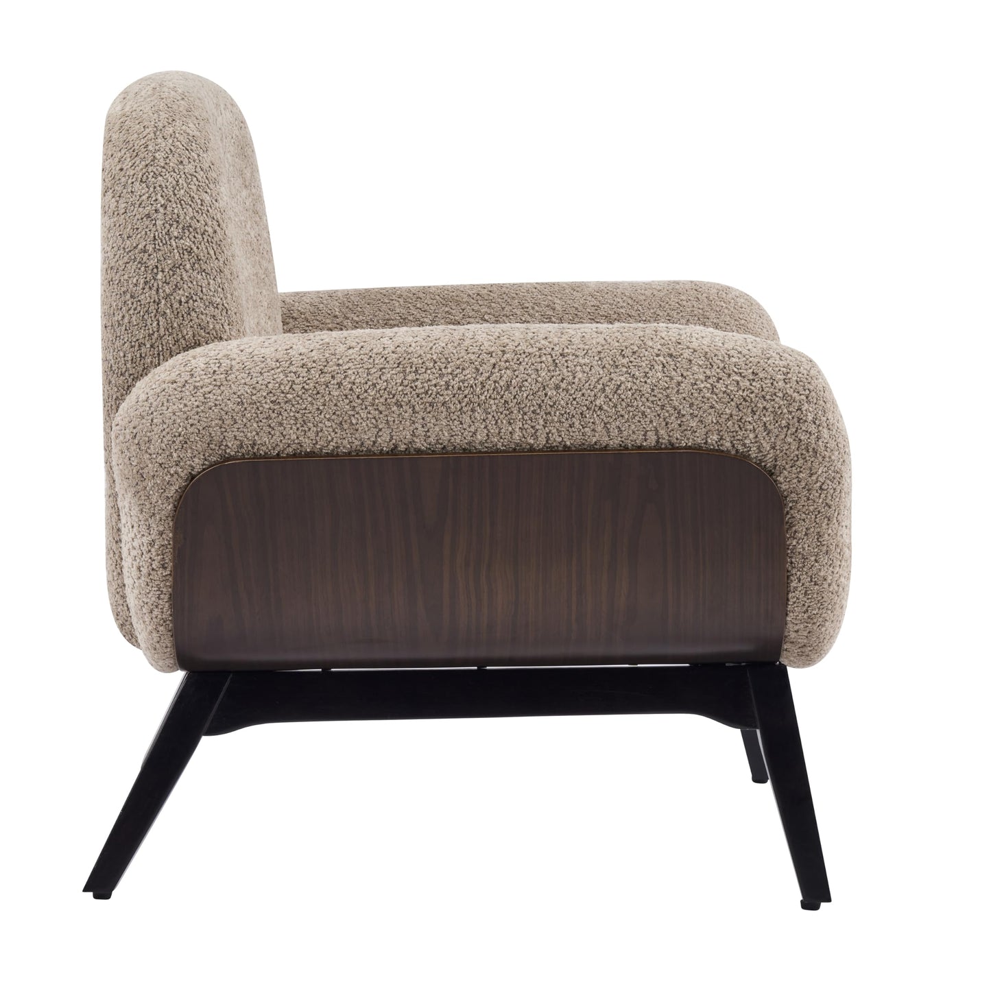 Christopher Knight Home Audrey Boucle Upholstered Accent Chair, Living Room Low Profile Armchair, Solid Wood Comfy Reading Chair, Modern Single Lounge Sofa, Light Camel