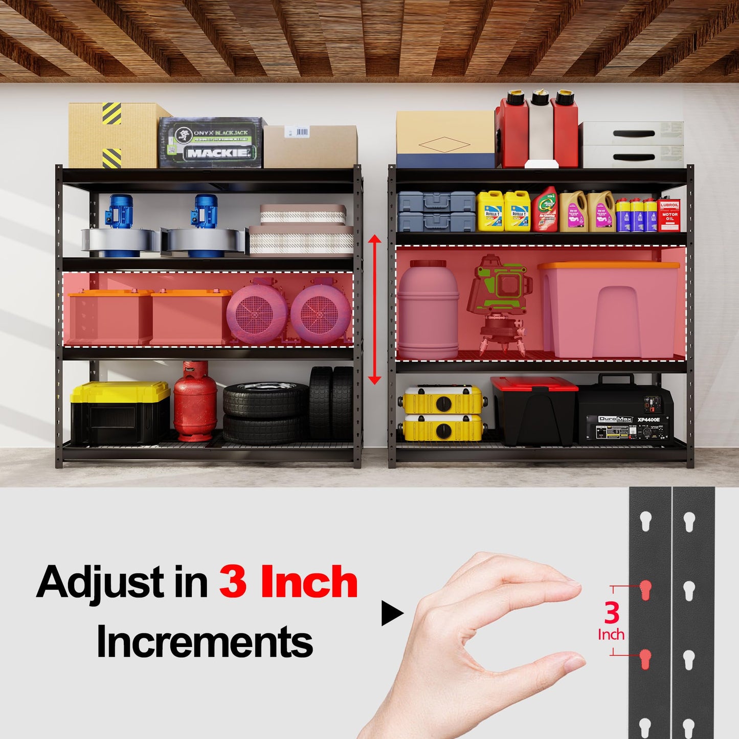 Shuntong The Atlas 8000LBS Ultra Heavy Duty Garage Shelving, 72”W Storage Shelves, Adjustable NSF Certified Metal Industrial Rack for Warehouse Basement, 72" W x 24" D x 72" H