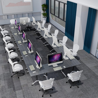 rzoizwko 55.1" Folding Conference Table with Wheels,4 Pack Heavy-Duty Flip-Top Reconfigurable Training Table System,Rolling Conference Room Tables for Office, Classroom & Meeting Rooms