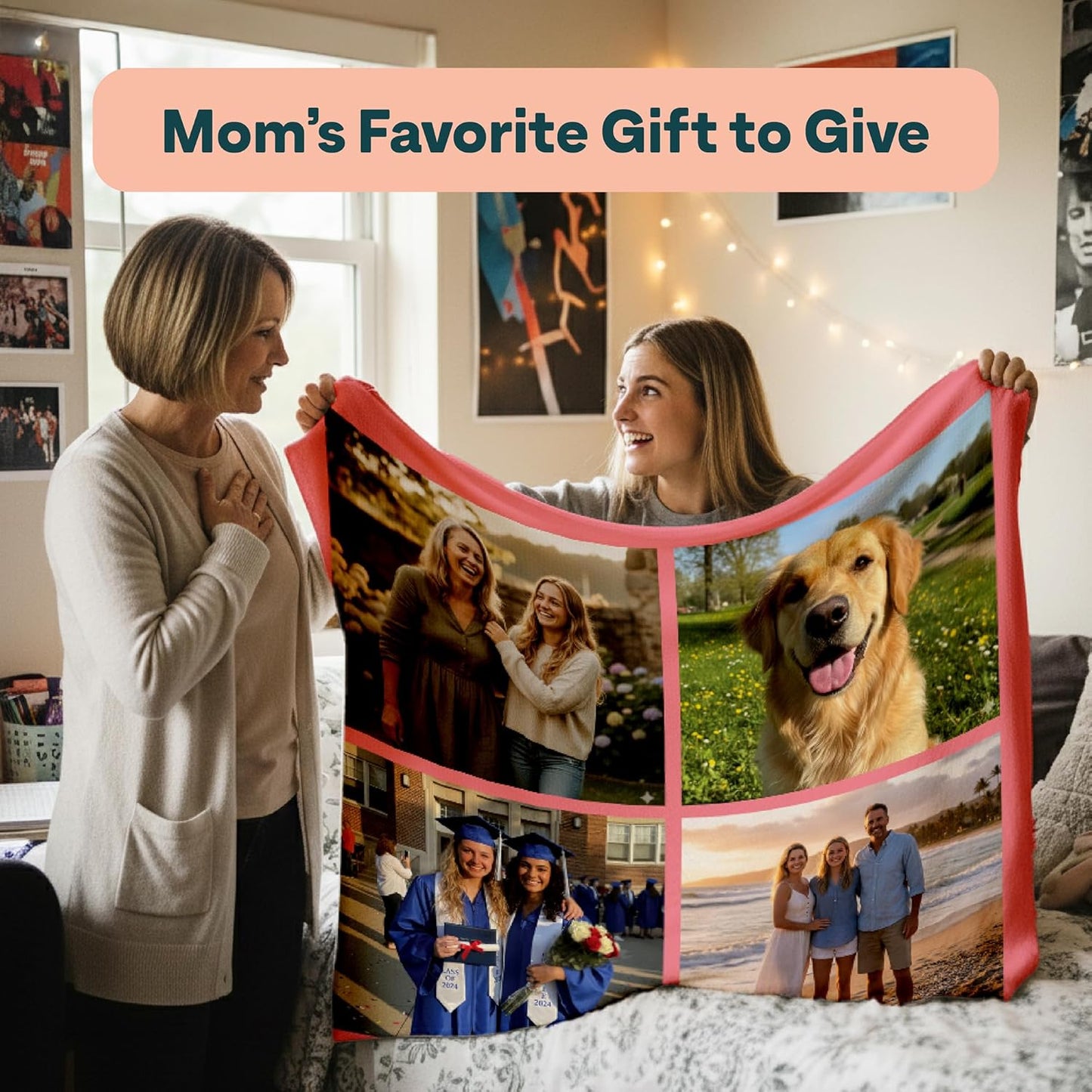 50"x60") Personalized Photo Blanket with Pictures - Custom Picture Blanket - Printed in USA - Vibrant Colors - Soft