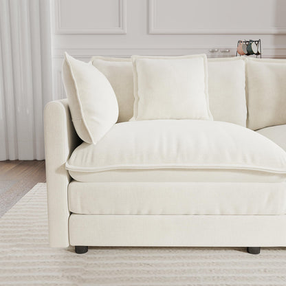 KEIKI 2-Piece Sofa Set with 2 Oversized Chenille Single Sofa, Upholstered Modern Style 2-Seater Lounge Accent Chair Set with 2 Pillow, High-Density Foam Cushions, for Apartment, Living Room, White