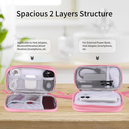 Pink Travel Gadget Bag - Ultimate Cable &accessories Organizer for Chargers, Phones & Memory Cards