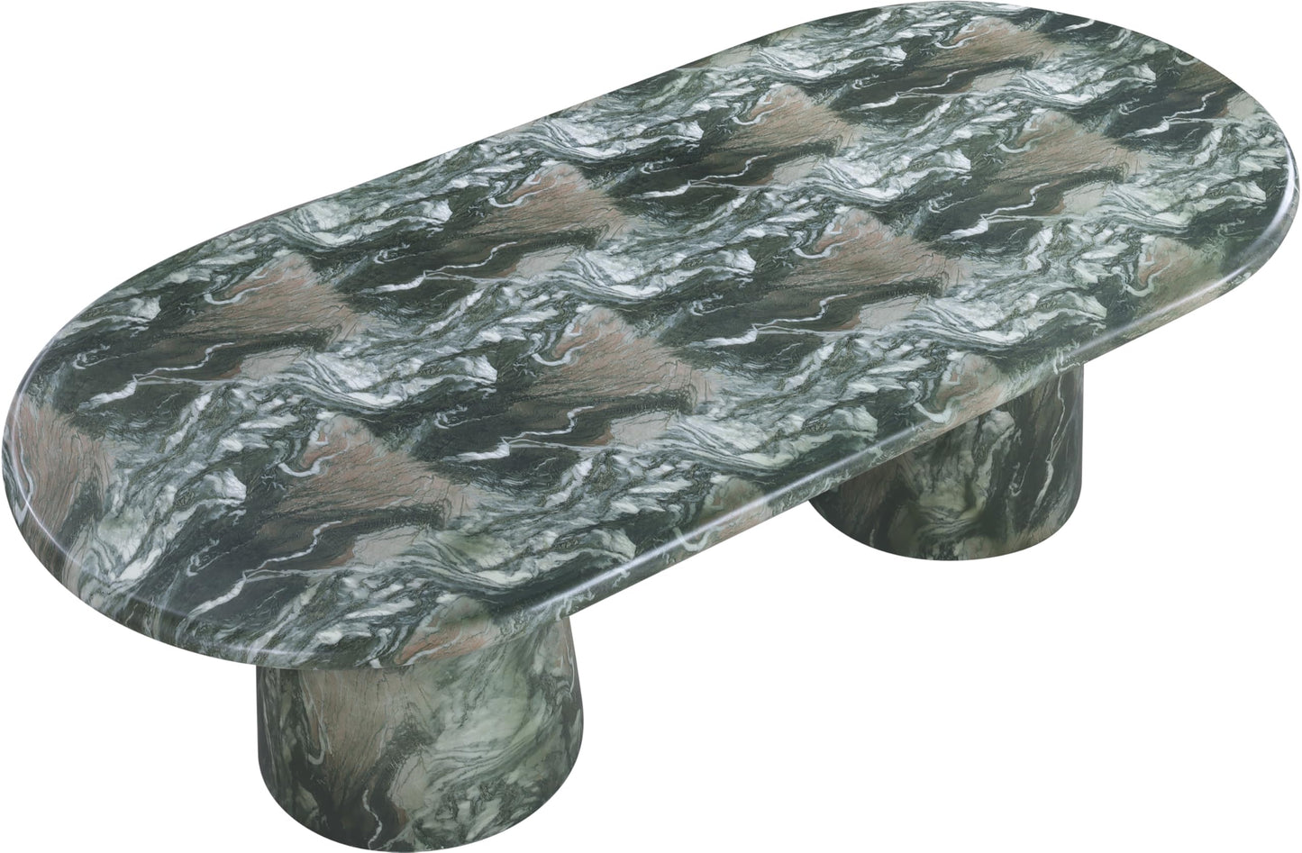 Meridian Furniture 708Green-T Cosenza Collection Art Deco 96" Indoor/Outdoor Concrete Dining Table with Green Marble Finish, 96" W x 44.5" D x 30" H