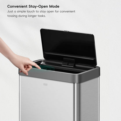 EKO Mirage X 80 Liter / 21.1 Gallons Motion Sensor Trash Can, Automatic Large Kitchen Trash Can Touchless, Stainless Steel