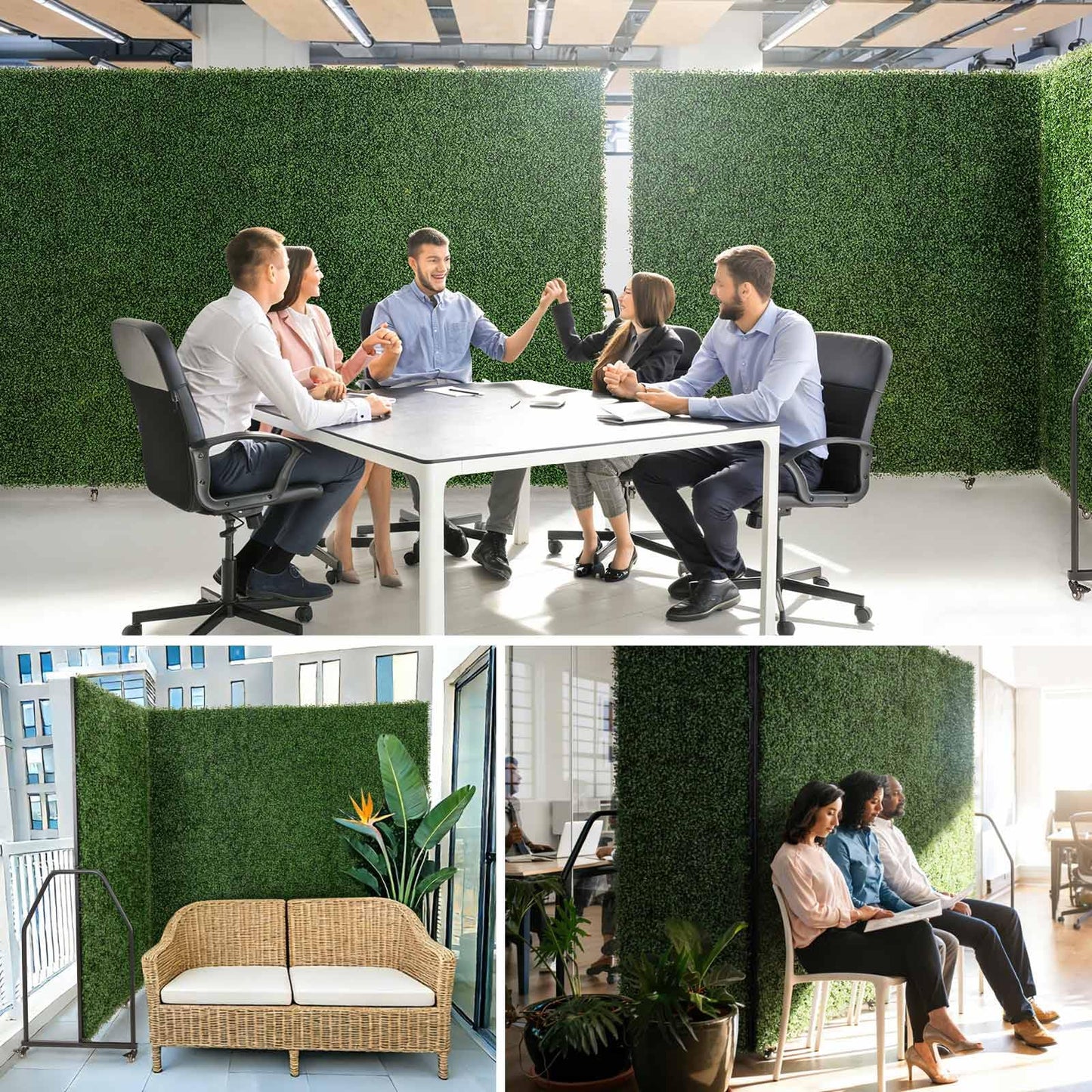 Artigwall 5 Panel Boxwood Backdrop, Room Divider with Artificial Hedge, Foldable Freestanding Privacy Screen, Faux Greenery Wall Partition for Home Office, Indoor & Outdoor Decorative Screen