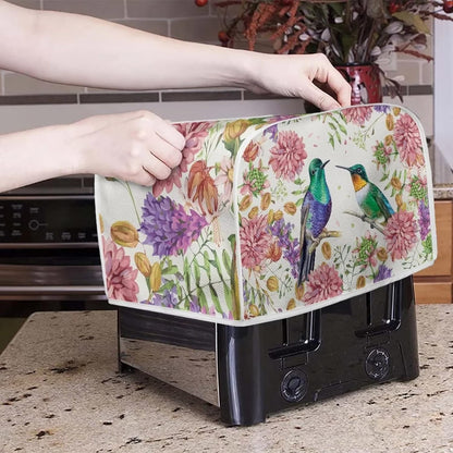 Belidome Hummingbird Pink Flower Toaster Dust Cover, 2 Slice Kitchen Small Appliance Protector for Home Decor