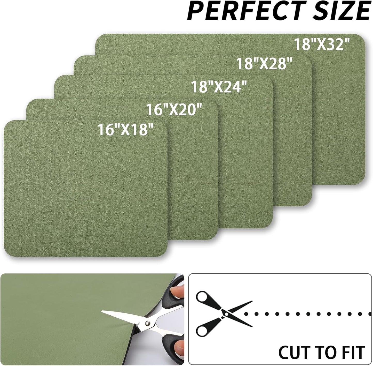 Dish Drying Mat for Kitchen Counter, Green Heat Resistant Non-slip Drainer Mats, Easy to Clean, 16"x20"