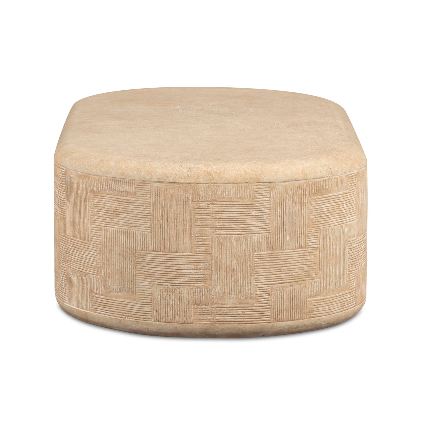 Tov Furniture Suraya Faux Travertine Concrete Rounded Coffee Table