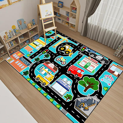 5x7 Car Rug Play Mat - Kids Play Rugs City Life Road Map Rug Feet Large Educational Traffic Track Car Mat for Kids Toy