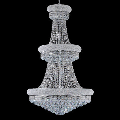 Homeooze 31 - Light Large Empire Crystal Chandelier for High Ceiling Foyer Entryway Staircase Living Room Dining Room Chrome Finish
