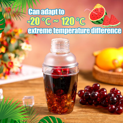 Lallisa 12 Pcs Plastic Cocktail Shaker Drink Mixer with Scales and Strainer Top Clear Shaker Cup with Measurement Plastic Mixing Tool for Tea Coffee Bubble Tea Milk(350 Cc/ 12 oz)