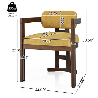 Merax 2-Piece Wooden Farmhouse Dining Chairs with Durable Legs for Kitchen, DiningRoom, Walnut+Yellow