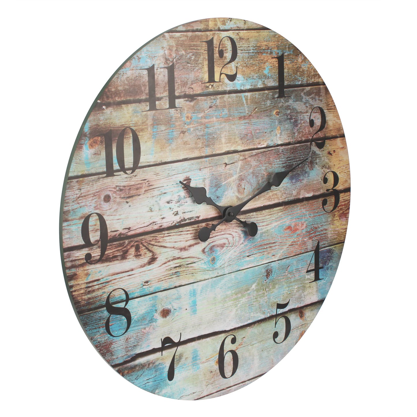 Stonebriar Vintage Farmhouse Wooden 23 Inch Round Battery Operated Hanging Wall Clock
