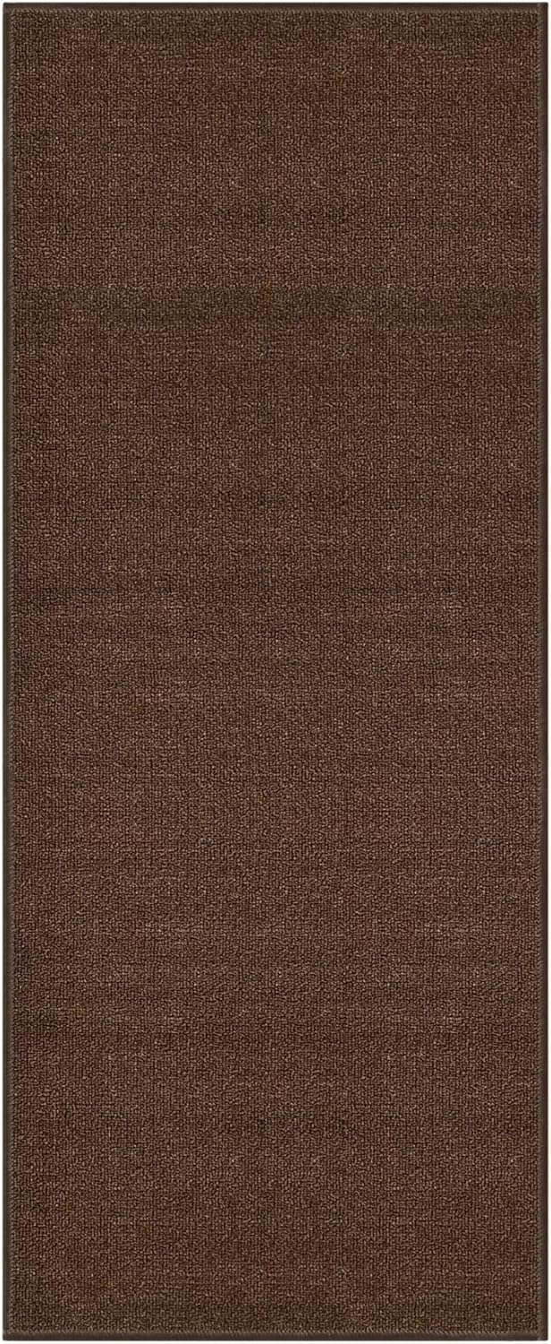 Kapaqua Custom Length Runner Rug, Solid Color Non Slip Rubber Backing for Hallway Stair Kitchen Living Room, Coffee