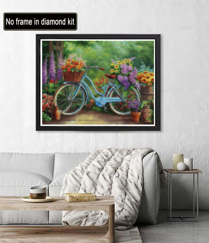 Diymood 5D Diamond Painting Garden Flower, Paint with Diamond Art Kits for Adults Cycling, by Numbers Kits Full Drill Rhinestone for Home Wall Decor 40x50