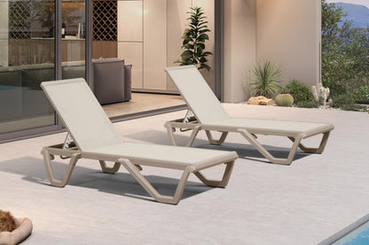 PURPLE LEAF Outdoor Chaise Lounge Chair Set of 2 Pool Lounge Chair with Champagne Aluminum Plastic Stackable Patio Lounge Chair for Poolside Sunbathing Beach Deck Yard, Beige