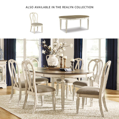 Signature Design by Ashley Realyn French Country Ribbon Back Dining Chair, 2 Count, Chipped White