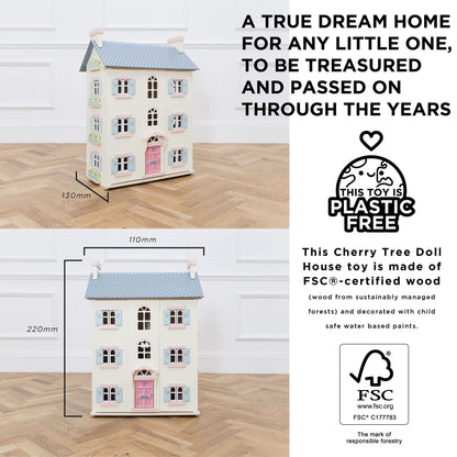 Le Toy Van - Gorgeous Cherry Tree Hall Large 4 Storey Wooden Doll House Play Set For Girls or Boys | Great As A Gift | Suitable for Ages 3+
