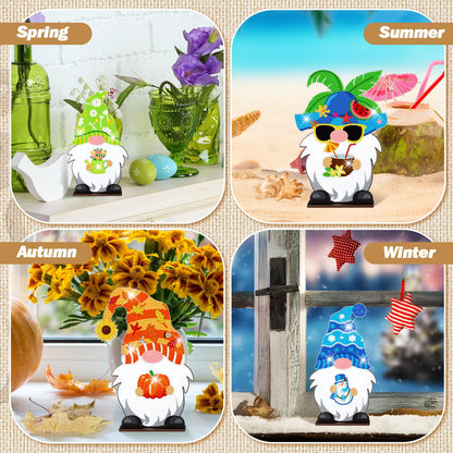 Burbell 24 Pcs Magnetic Diamond Painting Interchangeable Standing Posture Gnome Decor Welcome Signs DIY Holiday Seasonal Tiered Tray Decoration Easter Day Diamond Art Ornament with 12 Holiday Icons