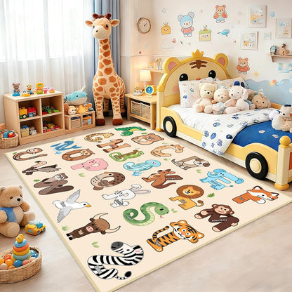 2.5x4 Kids Rugs for Playroom - Feet ABC Rug for Toddler Children Educational Learning Animal, Alphabet Rug Kids Play