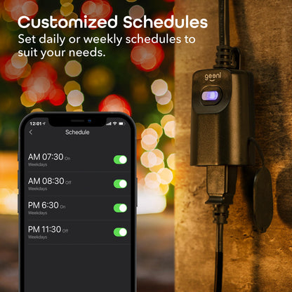 Geeni Outdoor Duo Wi-Fi Smart Plug, Weatherproof Dual Socket, Wireless Remote Control, Works with Alexa & Google Home, 2 Outlets