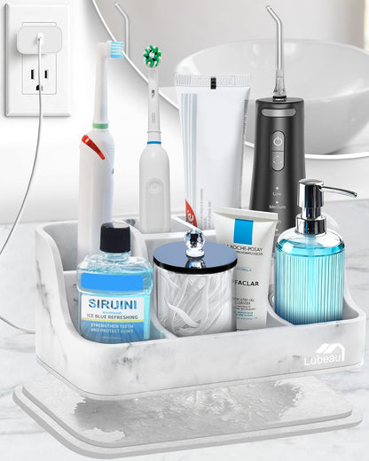 6 Countertop Electric Toothbrush Holder with Instant-Dry & Slots | Upgrade Heavy-Duty Large Organizer with Cable Holes