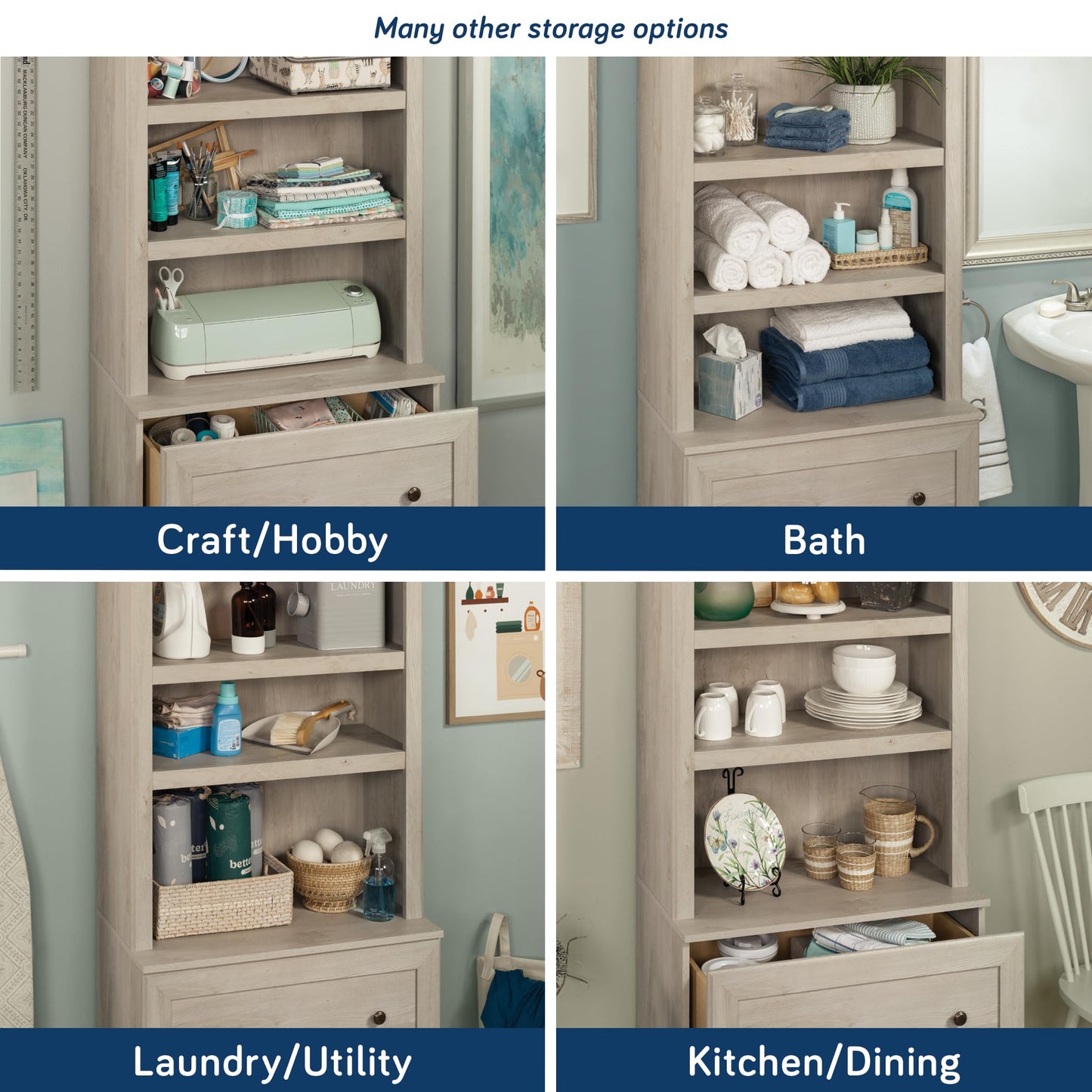 Sauder Miscellaneous Storage Library, Chalked Chestnut Finish