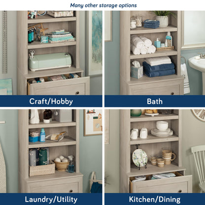 Sauder Miscellaneous Storage Library, Chalked Chestnut Finish