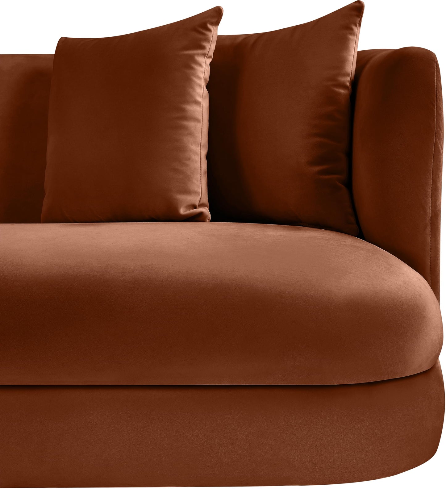 Meridian Furniture 699Cognac-L Alder Collection Modern | Contemporary Loveseat with Ultra Luxe Cognac 460 GSM Velvet, Solid Wood Frame, 66" W x 36" D x 30" H, Cognac