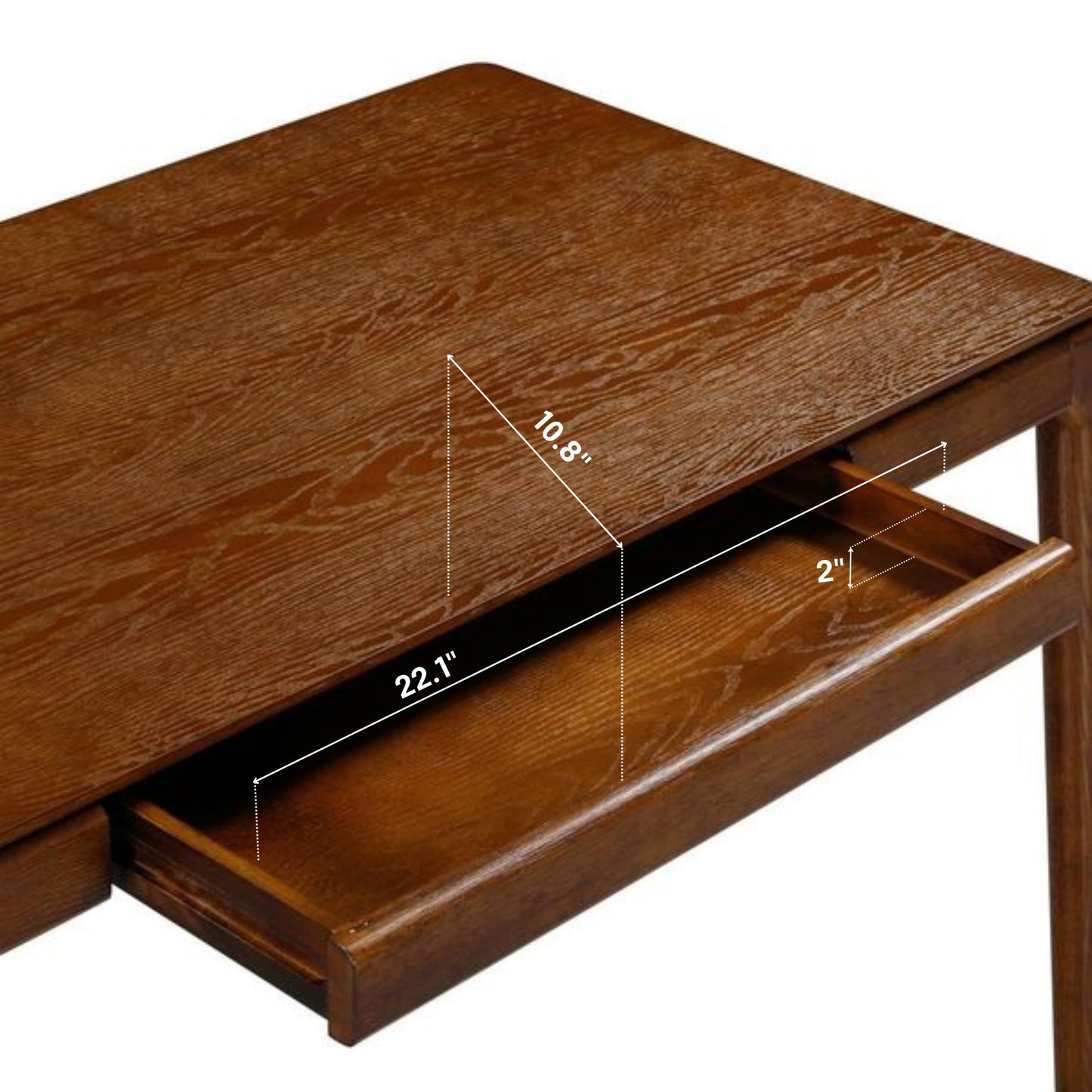 NTC Mingle Modern Wooden Rectangle Desk Table with Hidden Drawer – Waterproof & Heat Resistant, Dark Walnut
