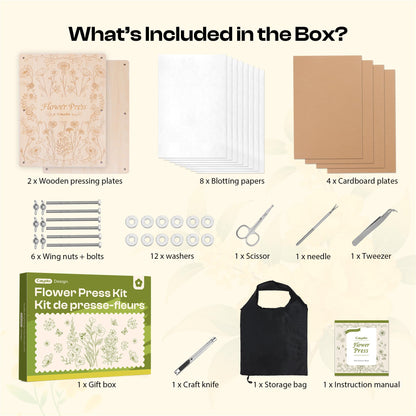 Caydo Extra Large Flower Press Kit, 15"x11.4" 4 Layers Wooden Flower Pressing Kit for Adults - Pressed Flowers, Herbs & Leaves, DIY Wedding Bouquet Flowers Preservation for Frame Bookmark Scrapebook