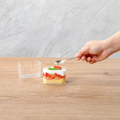 Restaurantware Mini Serve 3.4 Ounce Plastic Dessert Cups, 100 Disposable Round Serving Cups - Lids Sold Separately, Stackable, Clear Plastic Parfait Cup, Durable, For Ice Cream, Gelato, And Sorbet