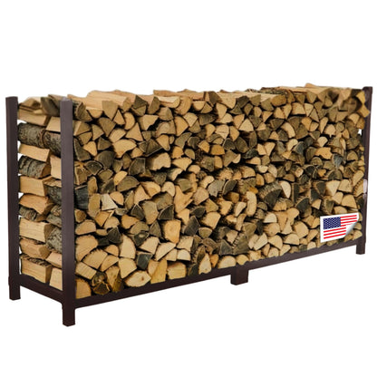 Woodhaven 8-Foot Firewood Rack – Made in USA – 1/2 Cord Raised Lumber Storage Rack – Keeps Wood Dry & Ready – Heavy-Duty Steel, Lifetime Structural Warranty (Without Cover)