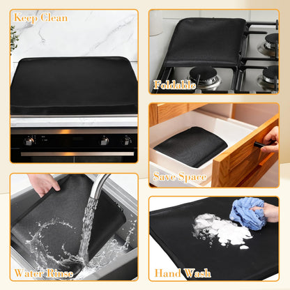 Acellegic Full-Edge Fireproof Gas Stove Top Covers Foldable Waterproof Anti Dust for Kitchen Gas Burners, Washable Stove Guard Top Protector(20 x 24 Inch)