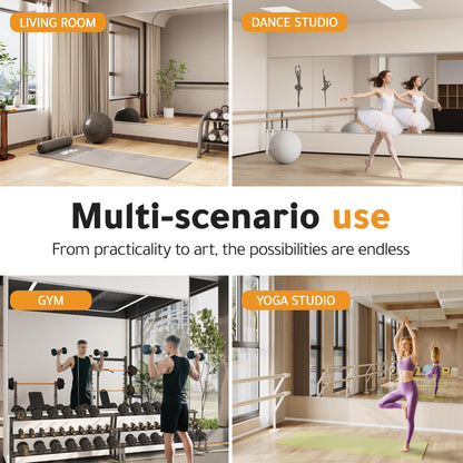 ROOMTEC Home Gym Mirror, 72"x 48"-1 PCS Frameless Gym Mirrors for Home Gym, Large Full Body Tempered Glass Wall Mounted Mirror for Yoga Room, Dance Studio, Workout Room