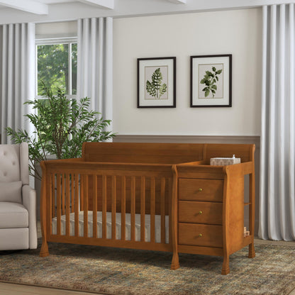Davinci Kalani 4-in-1 Convertible Crib and Changer Combo in Chestnut