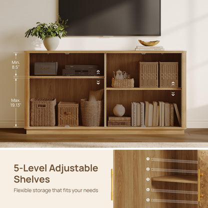 SICOTAS Buffet Cabinet with Storage - Burluxe 59" Sideboard Cabinet with 4 Doors Luxury Burl Storage Cabinet Accent Credenza Large Media Console Table for Living Room Dining Room Entryway Kitchen