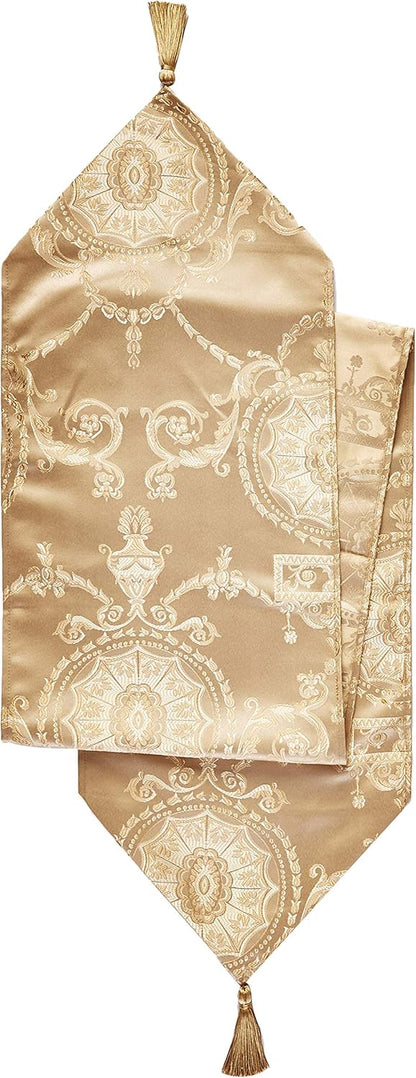 13" 70" Violet Linen Prestige Damask X Gold Table Runner