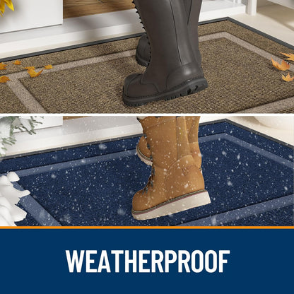OLANLY Waterproof All-Season Front Door Mat - Sturdy Natural Rubber, Easy Clean, 29.5x17, Ash Gray