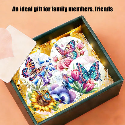 EOTHSW Diamond Art Coasters 8 Pack with Holder DIY Diamond Painting Coasters Crafts Kits for DIY Coaster Diamond Art Kits for Adults Gift 4X4 in (Butterfly-8pc)