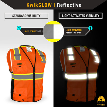 KwikSafety - Charlotte, NC - BIG KAHUNA Safety Vest [15 PACK] Class 2 ANSI OSHA Reflective Vest Durable High Visibility Vest Construction Safety Vest for Men Industrial Work Gear/Orange 2XL