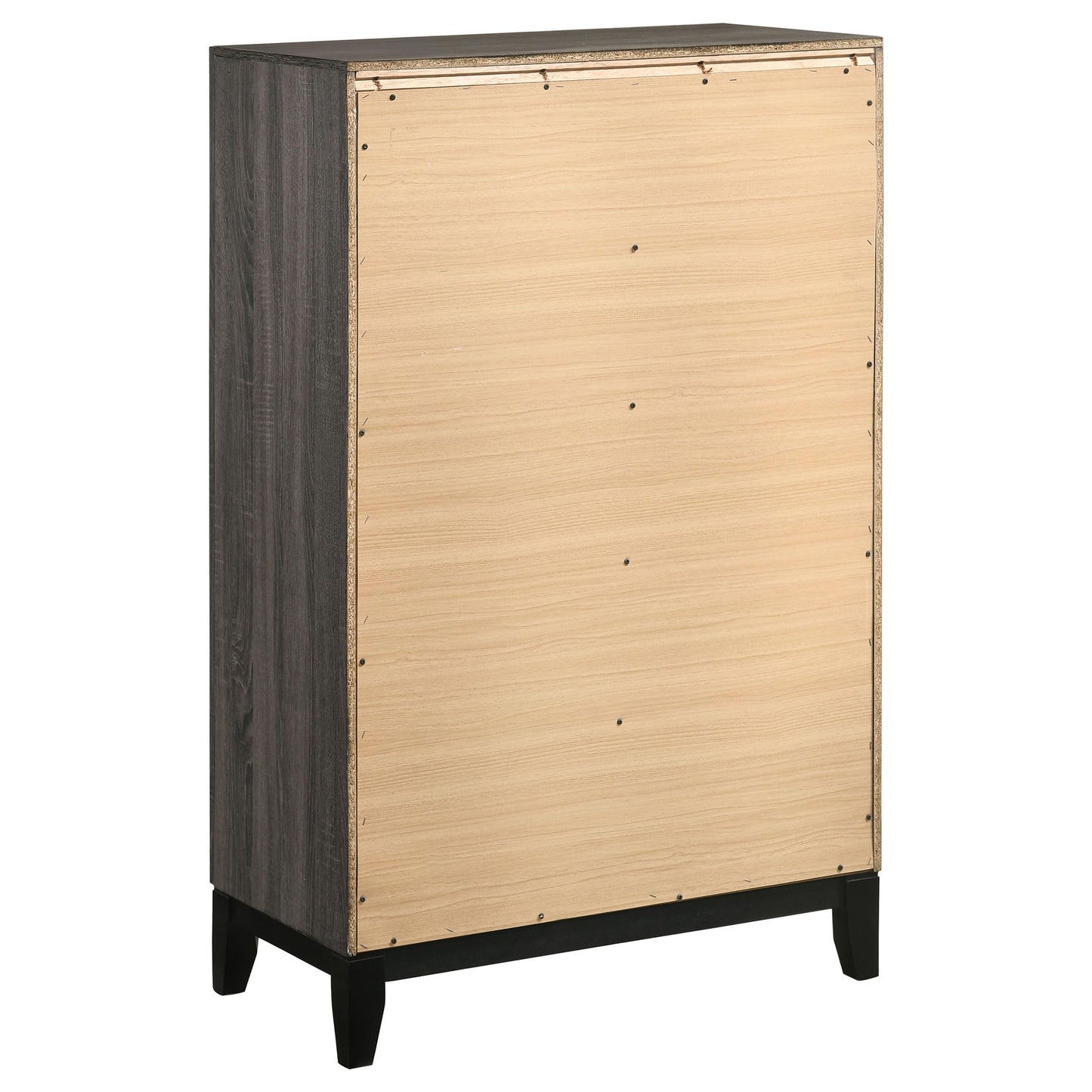 Coaster Home Furnishings - Watson - Wood - 5-Drawer Chest with Groove-Detailed Fronts, Black Legs, and Nickel Pulls - Bedroom - Gray Oak - 212425