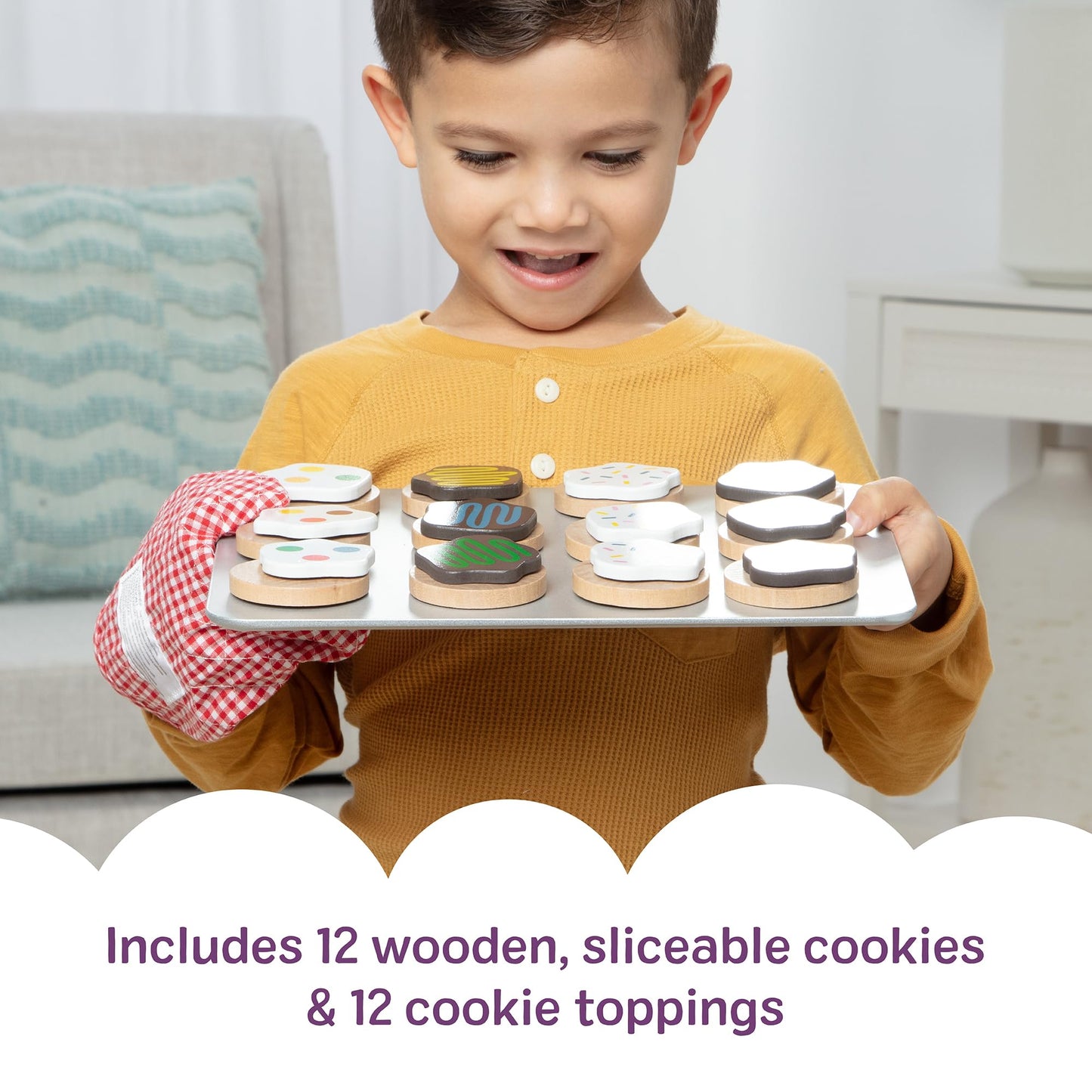 Melissa & Doug Slice & Bake Cookie Set with Wooden Play Food, Colorful Toppings & Play Kitchen Accessories, Preschool Learning Toys for Girls & Boys 3+