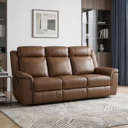 Lexicon Top Grain Leather Match Manual Reclining Sofa, Wall Hugger Reclining Sofa, Overstuffed Armrest, for Living Room/Theater Seating/Apartment, Easy Assembly, Camel
