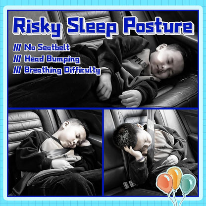 Ivtivfu H-Shape Car Seat Pillow for Kids (Blue Dinosaur), Kids Car Pillows for Sleeping, Child Car Sleeping Head